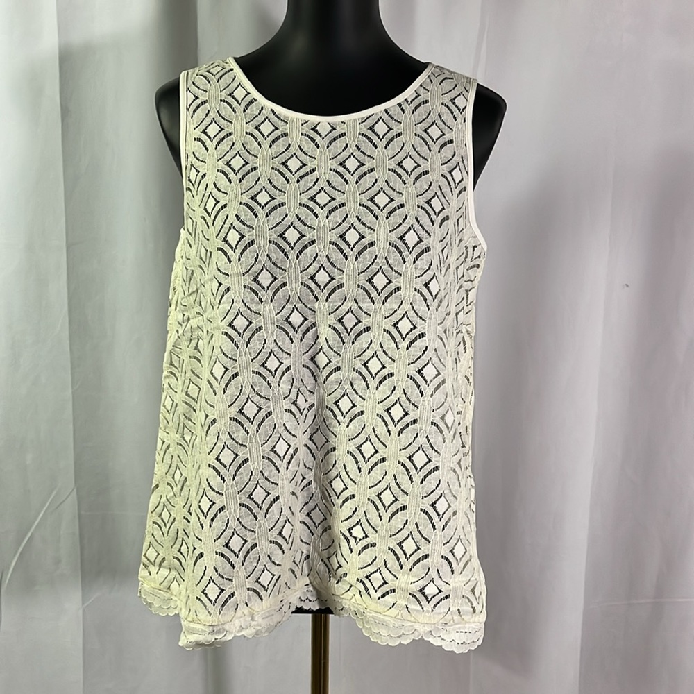 NWT LOFT Ivory Sheer Sleeveless Lace Blouse